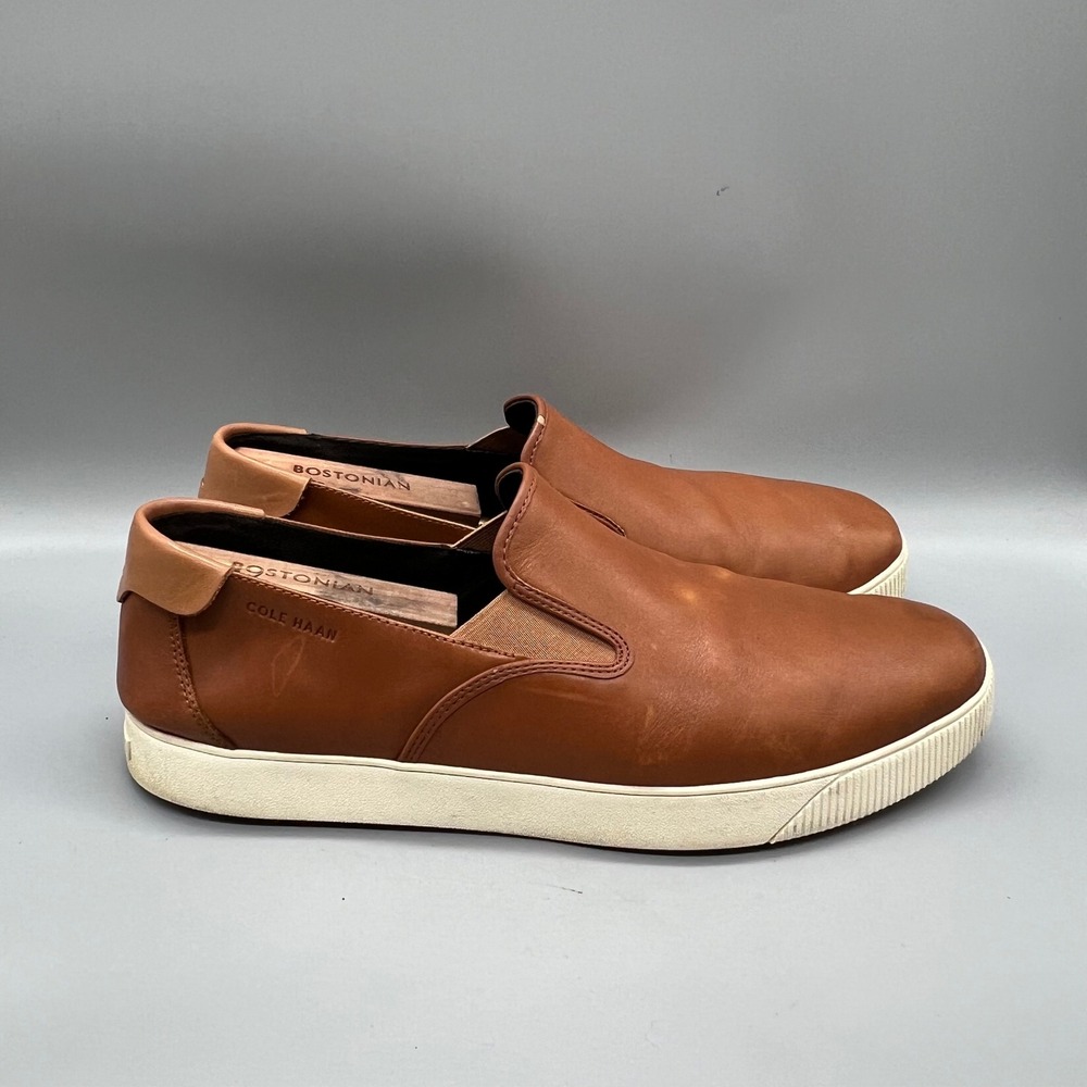 Cole Haan Slip On Sneaker Mens 11.5 Tan Leather Casual Loafer Rally Sneaker